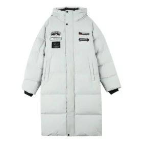 Chaqueta larga de plumón con gráfico de letras «Blanco»