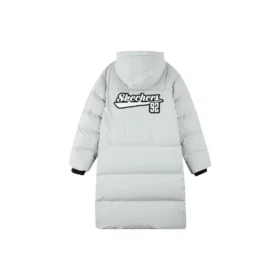 Chaqueta larga de plumón con gráfico de letras «Blanco»