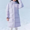 Chaqueta larga de plumón con letras impresas «Purple»