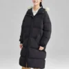 Chaqueta larga de plumón tejida deportiva «Negro»