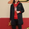 Chaqueta larga informal de la serie CNY «Negro y rojo»