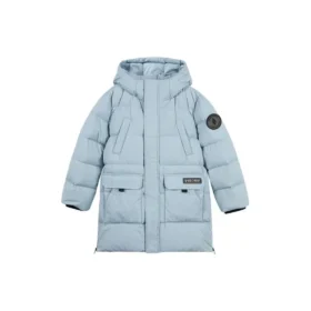 Chaqueta larga informal de plumón «Negro Verde azulado»