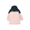 Chaqueta larga informal de plumón «Rosa, blanco y azul marino»