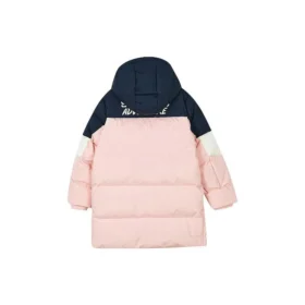 Chaqueta larga informal de plumón «Rosa, blanco y azul marino»