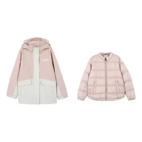 Chaqueta reversible con capucha y cremallera en bloques de color «Rosa Blanco»