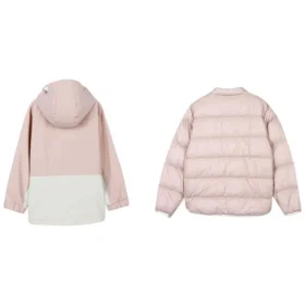 Chaqueta reversible con capucha y cremallera en bloques de color «Rosa Blanco»