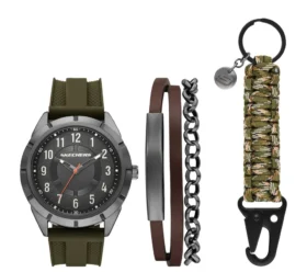 Conjunto de reloj con cordón de nailon color gris plomizo