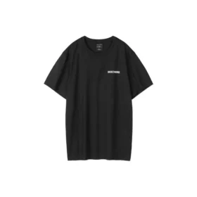 Estampado de punto, manga corta, estilo para pareja, negro