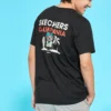 Estampado de punto, manga corta, estilo para pareja, negro