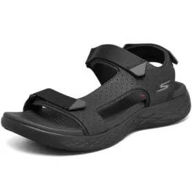 On-the-GO 600 Sandalias deportivas de talón bajo con velcro, puntera abierta y color negro completo