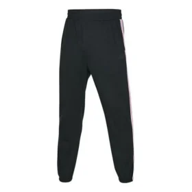 Pantalones casuales cónicos con cintura elástica y rayas laterales «Negro»