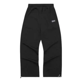 Pantalones casuales de cintura alta con letras del logotipo «Negro»