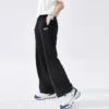 Pantalones casuales de cintura alta con letras del logotipo «Negro»