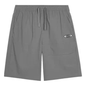 Pantalones cortos deportivos rectos de cintura media con cordón «Gris»