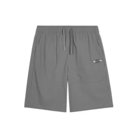 Pantalones cortos deportivos rectos de cintura media con cordón «Gris»