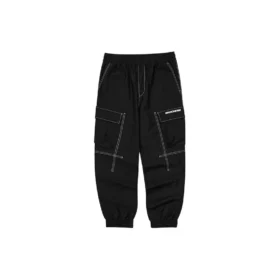 Pantalones deportivos de punto con cintura media y puños elásticos tejidos «Negro»