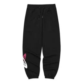 Pantalones deportivos de punto suelto de cintura media con letras estampadas «Negro Blanco»