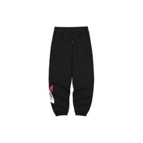 Pantalones deportivos de punto suelto de cintura media con letras estampadas «Negro Blanco»