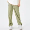 Pantalones deportivos elásticos de cintura alta con letras impresas «Negro Verde Oliva»