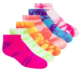 Paquete de 6 pares de calcetines de moda Tie Dye para niñas