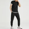 Skechers de manga corta para hombre, color negro