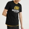 Skechers para hombre, cuello redondo, manga corta, negro