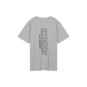 Skechers para hombre, de punto, cuello redondo, manga corta, gris