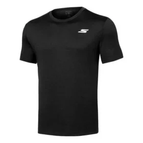 Skechers para hombre, entrenamiento, running, deporte, tejido de punto, manga corta, negro