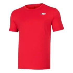 Skechers para hombre, entrenamiento, running, deportivo, de punto, manga corta, rojo payaso