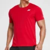 Skechers para hombre, entrenamiento, running, deportivo, de punto, manga corta, rojo payaso