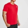 Skechers para hombre, entrenamiento, running, deportivo, de punto, manga corta, rojo payaso