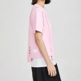 SS20 Camiseta de punto cruzado de manga corta rosa