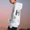 Sudadera con capucha casual con estampado «Blanco Negro»