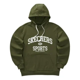 Sudadera con capucha informal con letras impresas «Verde-Blanco»