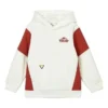 Sudadera con capucha y bloques de color «Blanco Rojo»