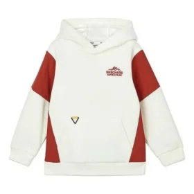Sudadera con capucha y bloques de color «Blanco Rojo»