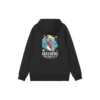 Sudadera con capucha y cordón con gráfico de dibujos animados «Azul marino, negro, blanco, gris»