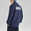 Sudadera con cuello redondo y estampado de la serie Casual Colorful «Navy White»