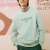 Sudadera con cuello redondo y letras degradadas «Green White»