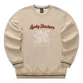Sudadera de cuello redondo con gráfico de dragón de la serie CNY «Beige, negro y rojo»
