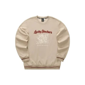 Sudadera de cuello redondo con gráfico de dragón de la serie CNY «Beige, negro y rojo»