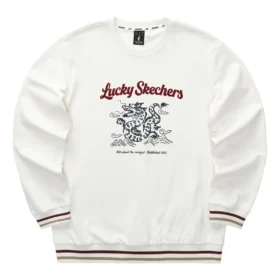 Sudadera de cuello redondo con gráfico de dragón de la serie CNY «Blanco, negro y rojo»