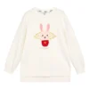 Sudadera de cuello redondo con gráfico de la serie CNY «Blanco Rojo»