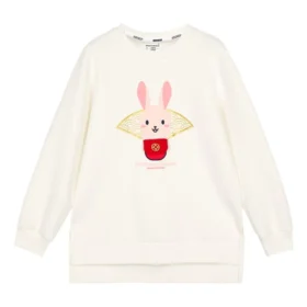 Sudadera de cuello redondo con gráfico de la serie CNY «Blanco Rojo»