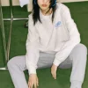 Sudadera de manga corta de la serie Casual Colorida «Blanco Verde»
