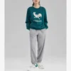 Suéter casual con gráfico «Green White»