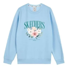 Suéter de cuello redondo con estampado floral «Azul, blanco y gris»