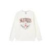 Suéter de cuello redondo con estampado floral «Azul, blanco y gris»