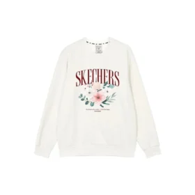 Suéter de cuello redondo con estampado floral «Azul, blanco y gris»