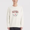 Suéter de cuello redondo con estampado floral «Azul, blanco y gris»